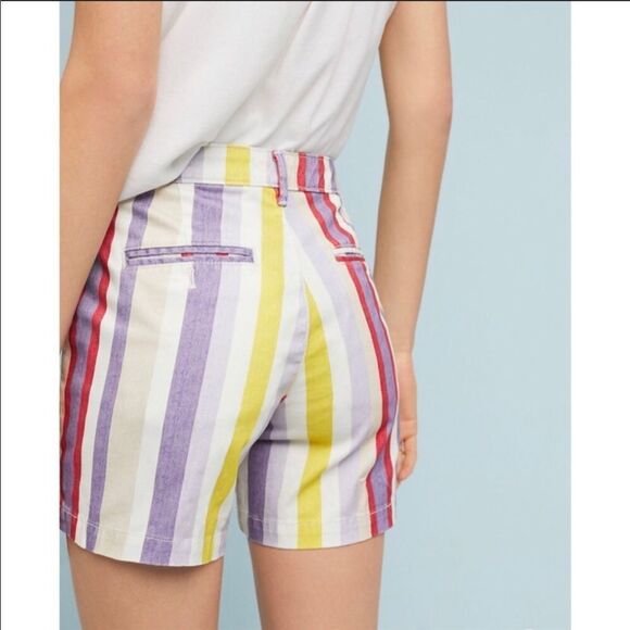 CHINO BY ANTHROPOLOGIE | Striped Multicolor Chino Shorts Women’s Size 27 (4) - Picture 3 of 11